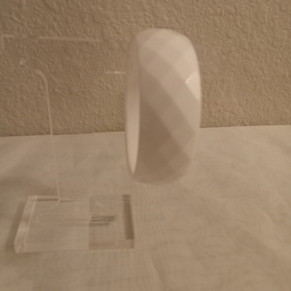 West Germany White Facet Cut White Bangle Lucite Bracelet LAST DAY - Picture 2 of 8